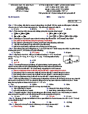4 Đề thi khảo sát chất lượng học sinh môn Vật lý Lớp 12 - Năm học 2018-2019 - Sở giáo dục và đào tạo Quảng Nam (Có đáp án)